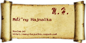 Mány Hajnalka névjegykártya
